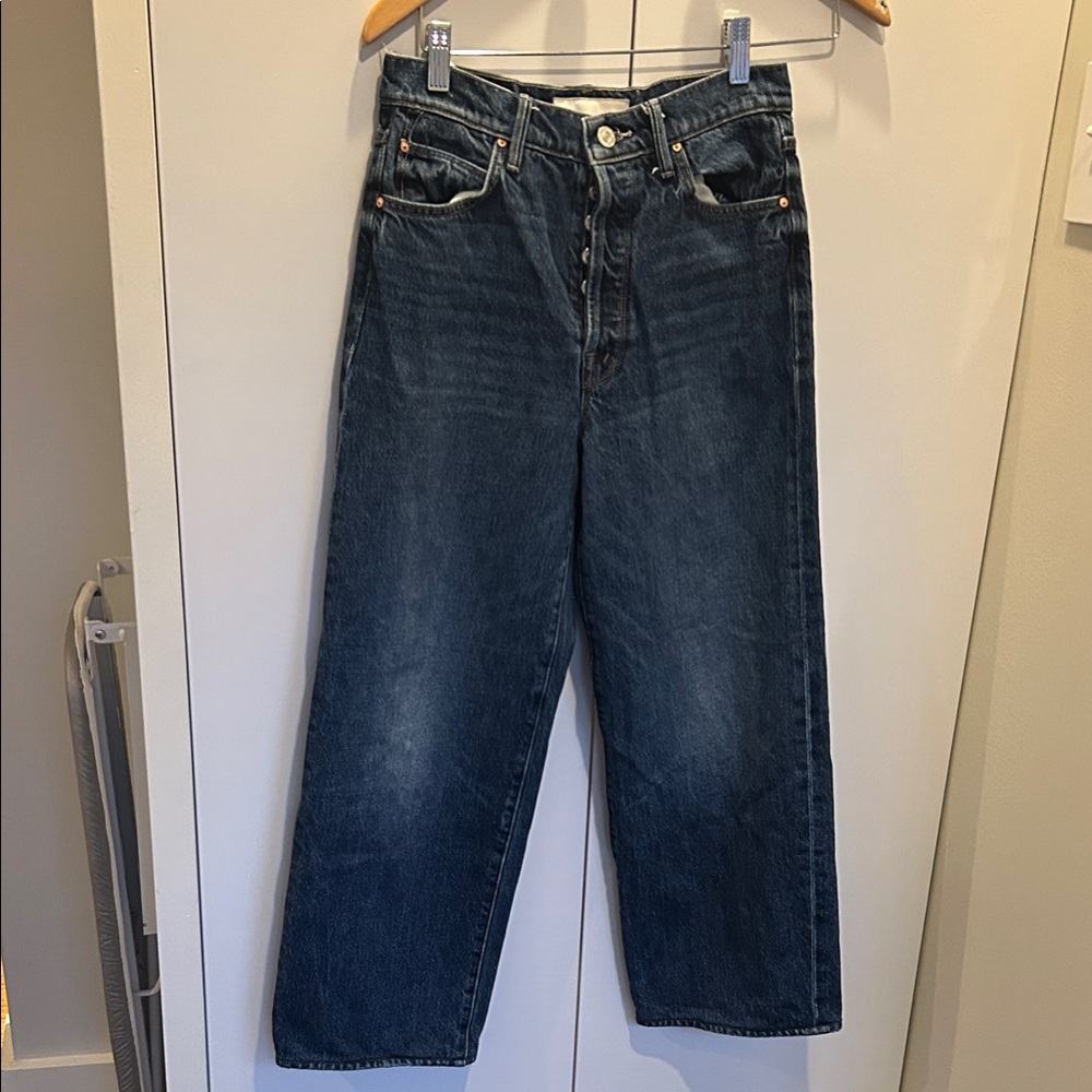 MOTHER denim Women's lil’ Spitfire nerdy Jeans Dark Blue 23 fits like 25 hemmed